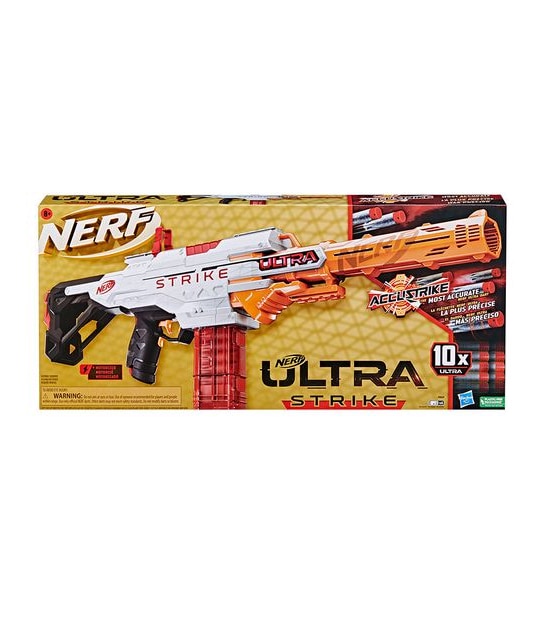 Nerf Ultra Strike Motorized Blaster, 10 Nerf AccuStrike Ultra Darts,  10-Dart Clip, Compatible Only with Nerf Ultra Darts - Nerf