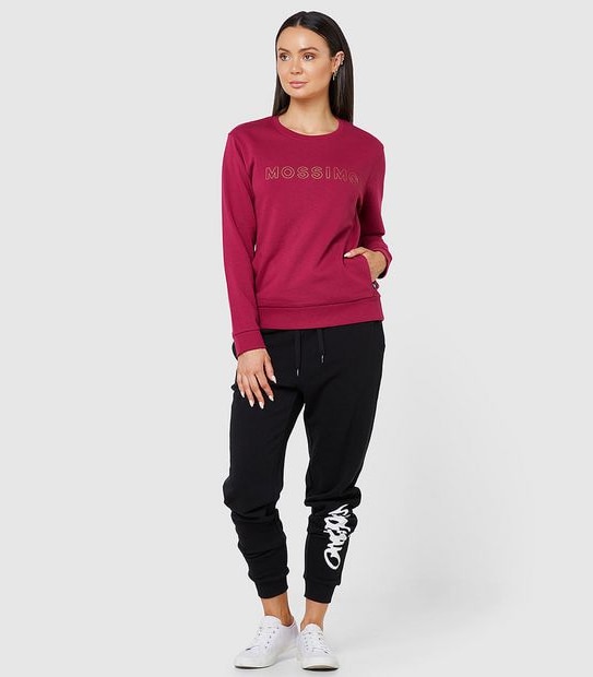 Mossimo Empire Fleece Crew Neck Jumper - Berry Red