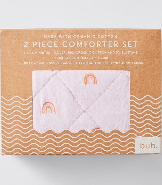 Baby Organic Cotton 2 Piece Cot Comforter Set - Rainbow
