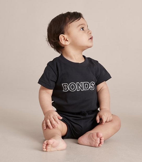 BONDS BWRJT BAC AUS COTTON BODYSUIT - BLACK