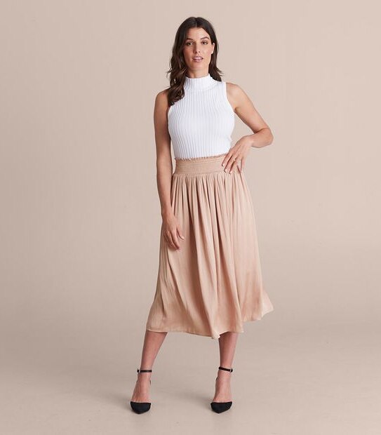 Preview Shirred Waist Midi Skirt