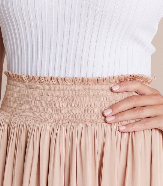 Preview Shirred Waist Midi Skirt