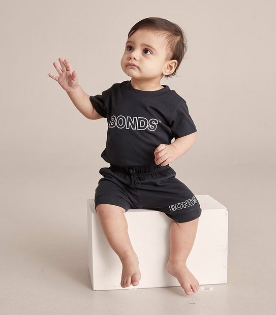 BONDS BWRJT BAC AUS COTTON BODYSUIT - BLACK