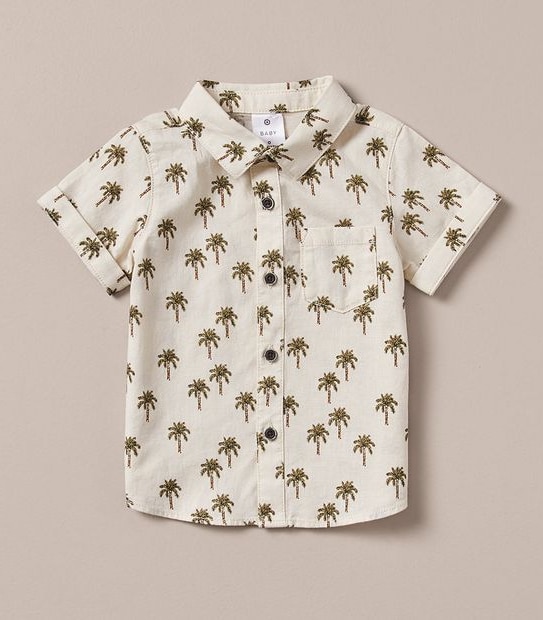 S23 250020_03 B SS SHIRT WOVEN PALM TREES CREAM 3 of 5