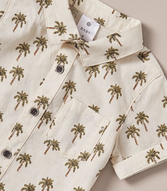 S23 250020_03 B SS SHIRT WOVEN PALM TREES CREAM 4 of 5