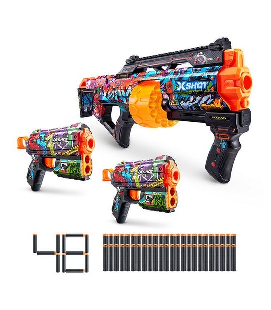 X-Shot Skins Last Stand Double Flux Dart Blaster Combo Pack (48 Darts) by ZURU