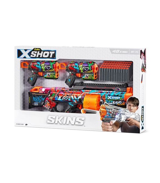 X-Shot Skins Last Stand Double Flux Dart Blaster Combo Pack (48 Darts) by ZURU