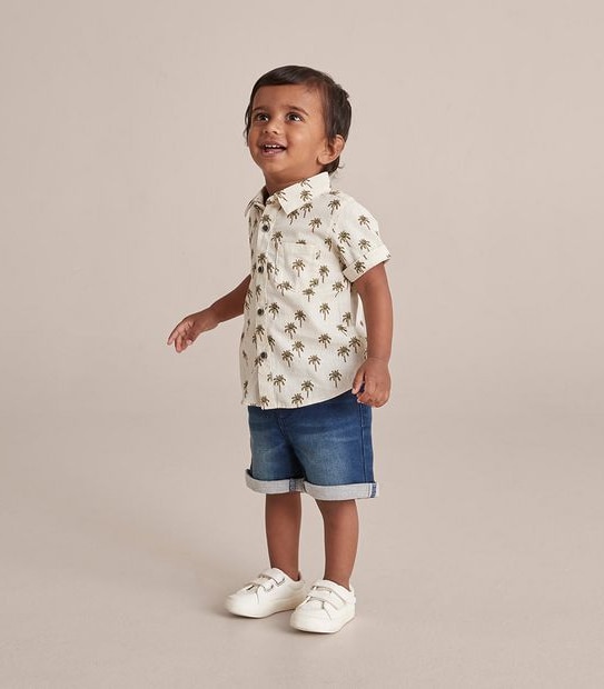 S23 250020_03 B SS SHIRT WOVEN PALM TREES CREAM