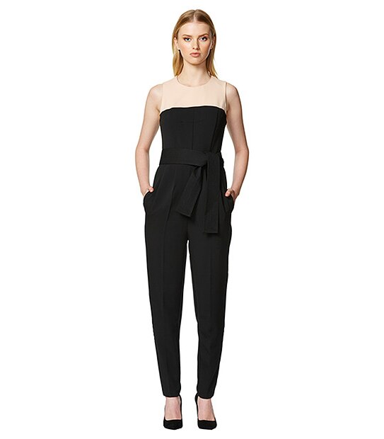 Yours Sincerely Colour Block Jumpsuit - Black / Nude