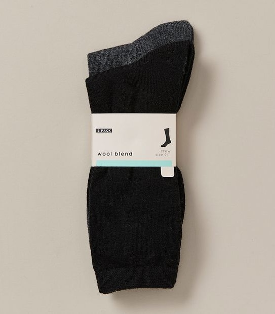 2 Pack Wool Blend Crew Socks