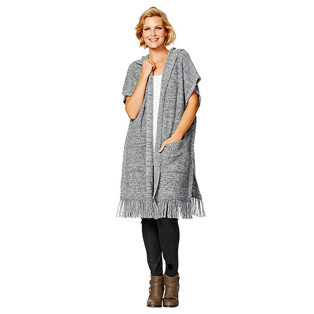 Fringed Poncho - Grey Fringed Poncho - Grey