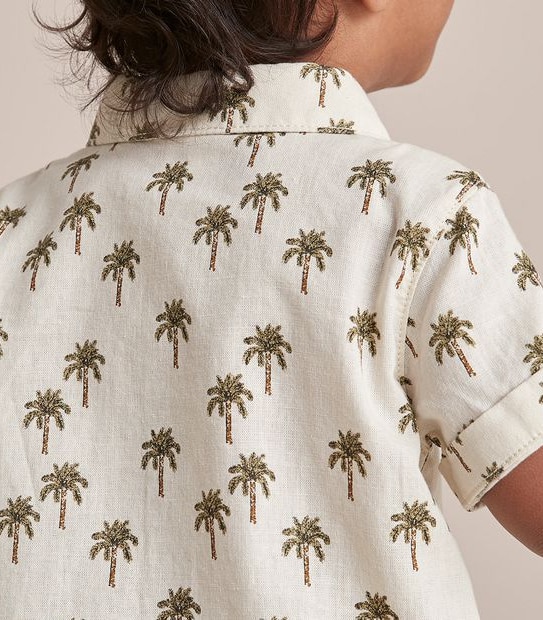 S23 250020_03 B SS SHIRT WOVEN PALM TREES CREAM