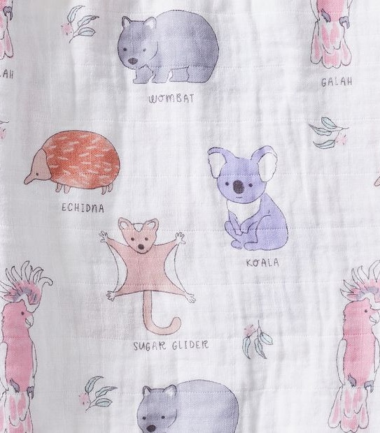 Baby Organic Cotton 3 Pack Muslin Wraps - Australian Animals