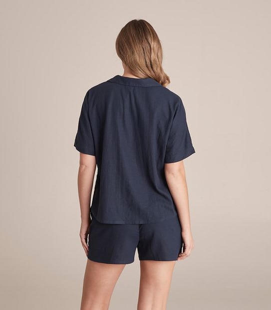 Linen Blend Shorts and Shirt Sleep Pyjama Set