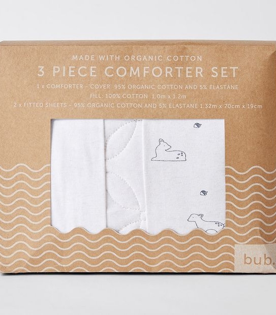 Baby Organic Cotton 3 Piece Cot Comforter Set - Oh Deer