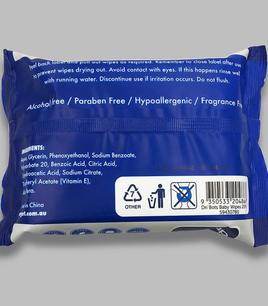 Dri Bots Baby Wipes 20 Pack