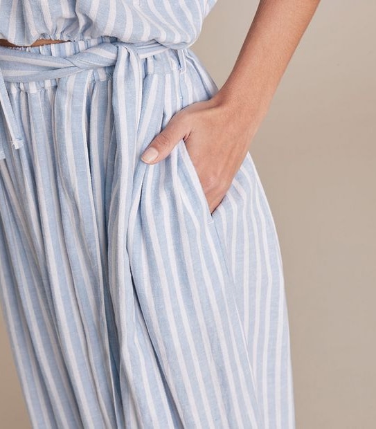 Linen Blend Ruffle Hem Maxi Skirt