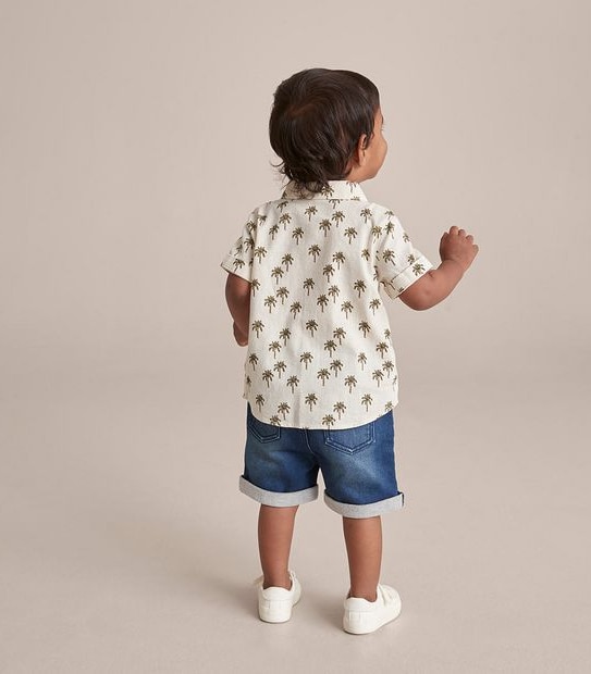 S23 250020_03 B SS SHIRT WOVEN PALM TREES CREAM