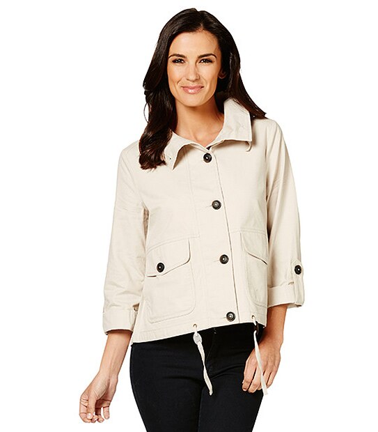Short Hooded Jacket - Stone
