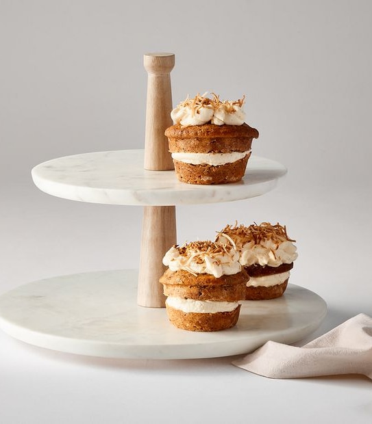 Marble & Wood 2 Tier Cake Stand