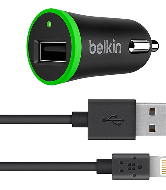 Belkin Boost-Up 12W Car Charger w/ Lightning Sync Cable F8J121BT04 - Black