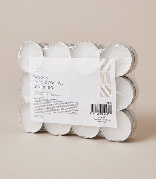 24 Pack Unscented Tealight Candles