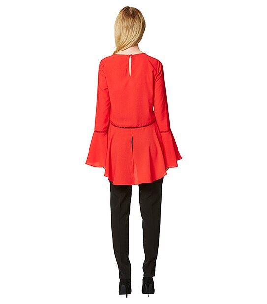 Yours Sincerely Fluted Sleeve Top - Red