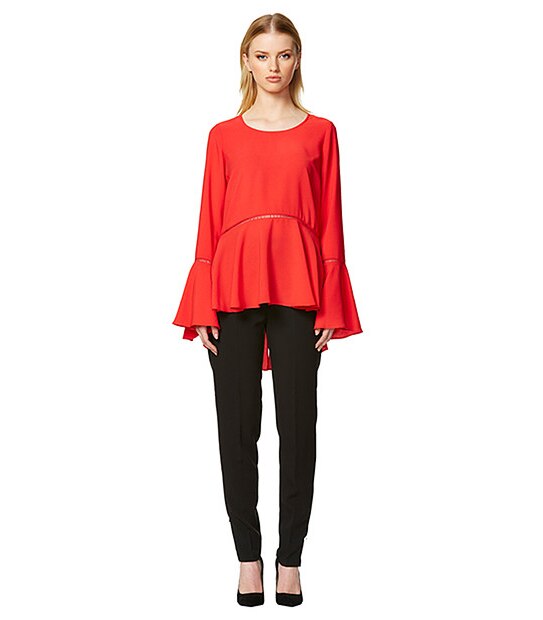 Yours Sincerely Fluted Sleeve Top - Red