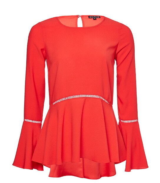 Yours Sincerely Fluted Sleeve Top - Red