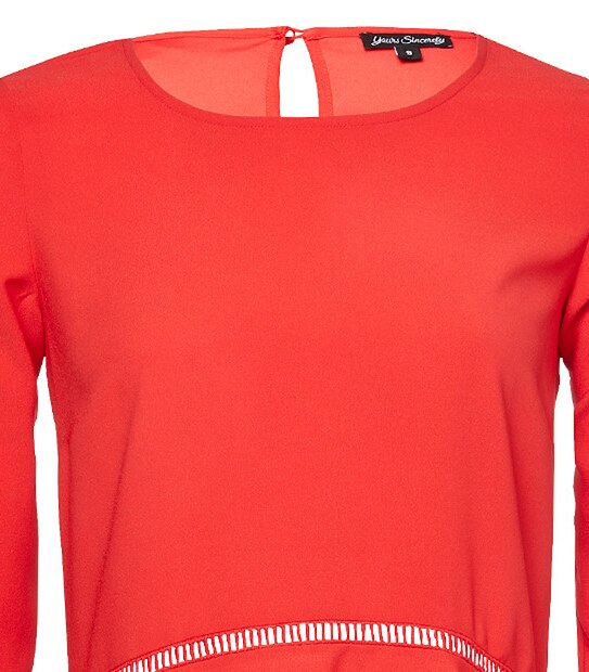 Yours Sincerely Fluted Sleeve Top - Red