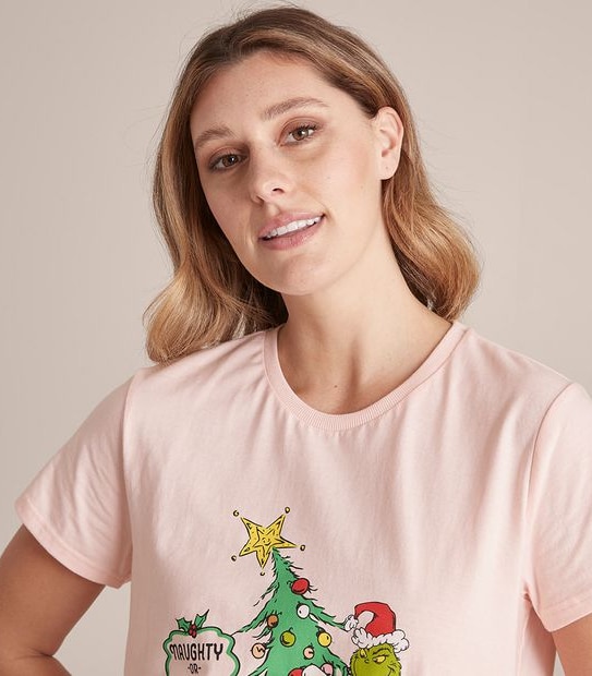Womens Christmas Grinch Family Matching Cotton Pyjama Set
