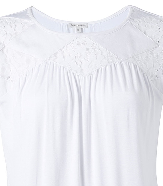 Lace Trim T-Shirt - White