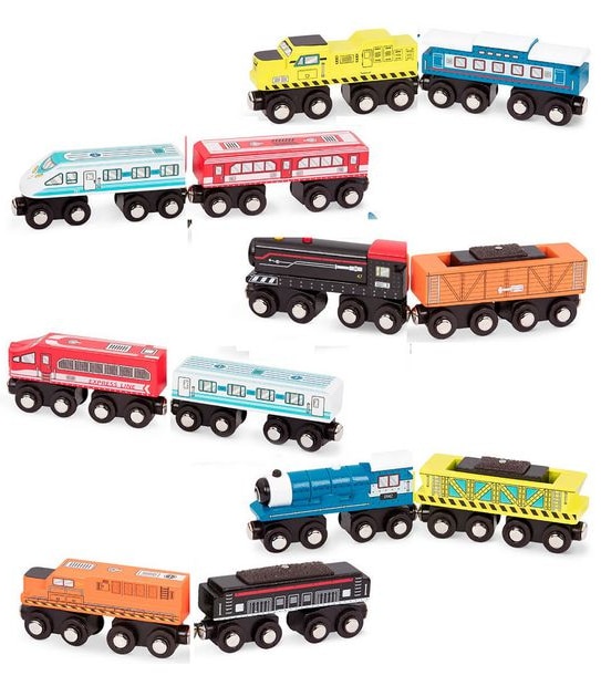 B. toys Wood & Wheels Wooden Trains Assorted