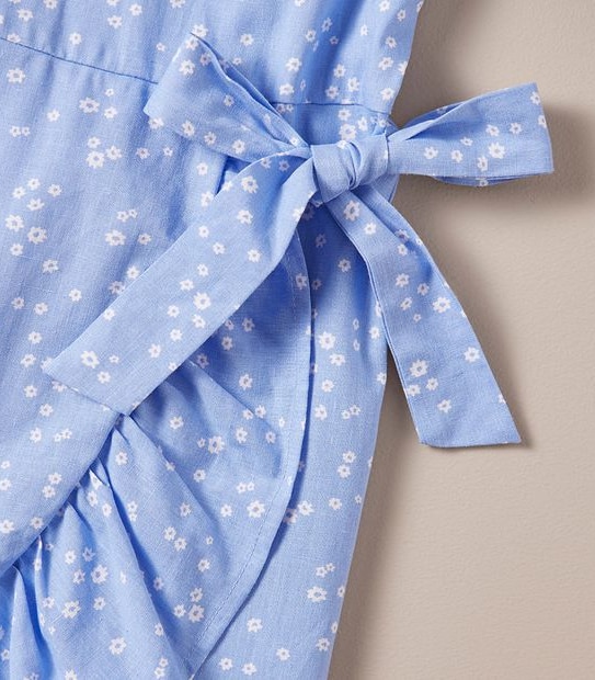 Linen Blend Wrap Dress
