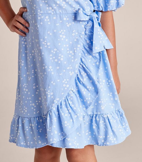 Linen Blend Wrap Dress
