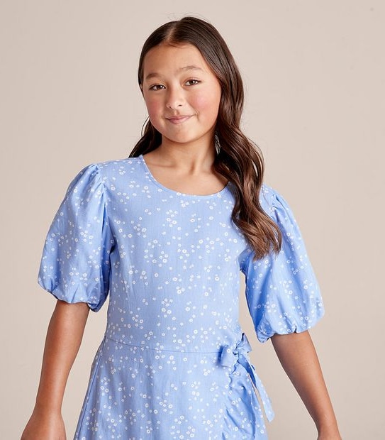 Linen Blend Wrap Dress