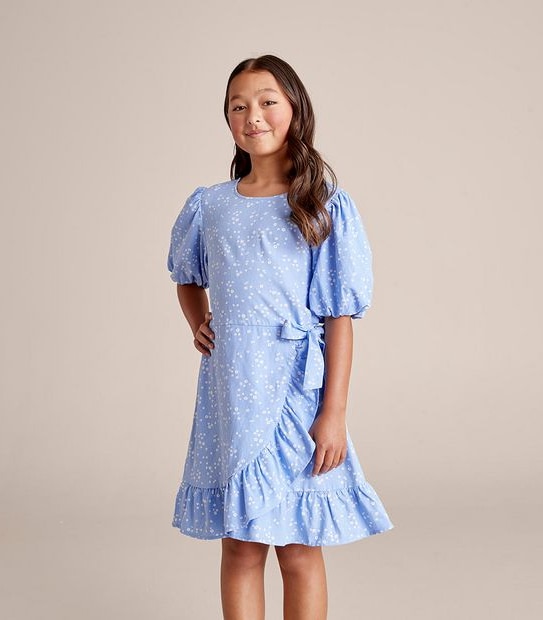Linen Blend Wrap Dress