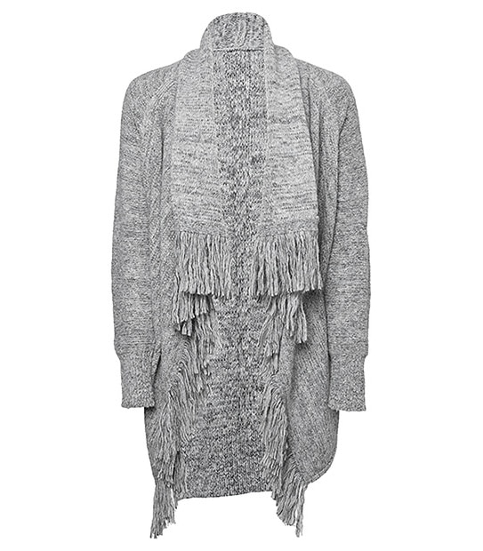 Fringed Waterfall Cardigan - Grey