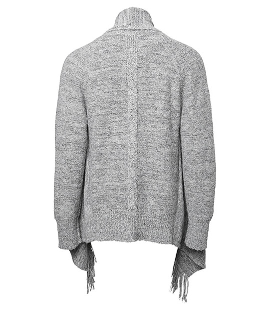 Fringed Waterfall Cardigan - Grey