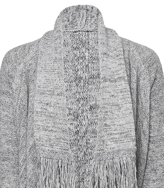 Fringed Waterfall Cardigan - Grey