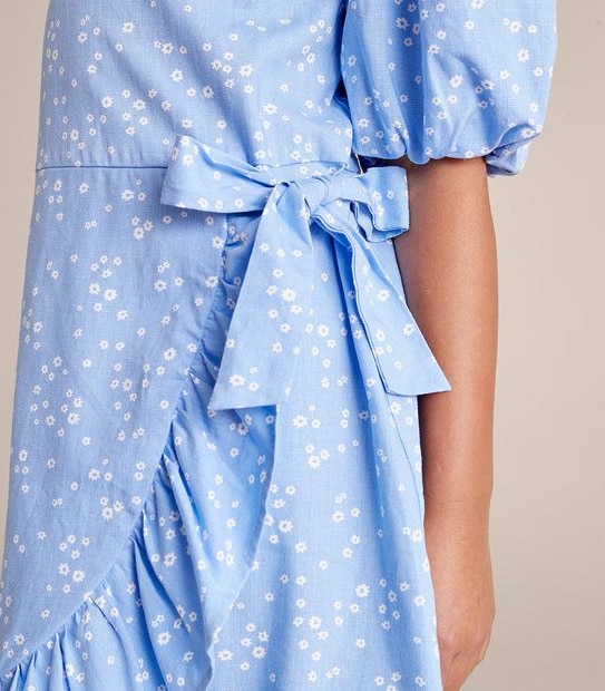 Linen Blend Wrap Dress