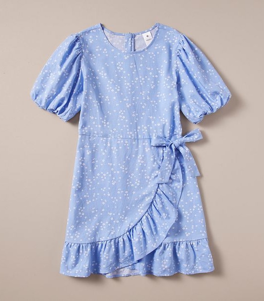 Linen Blend Wrap Dress