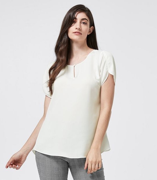 Preview Binding Sleeve Shell Top - Ivory
