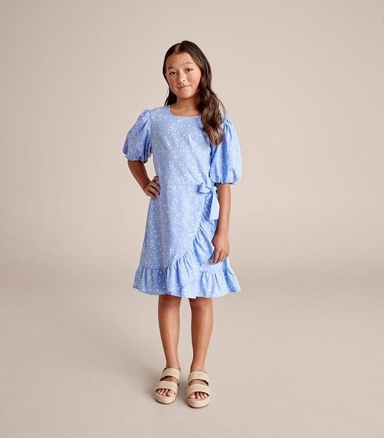 Linen Blend Wrap Dress