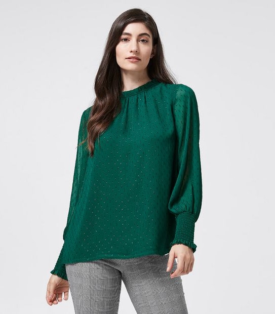 Preview Luxe Dobby High Neck Top - Botanical Green