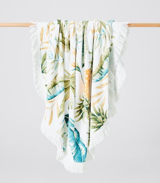Round Beach Towel - Alora Palm Print