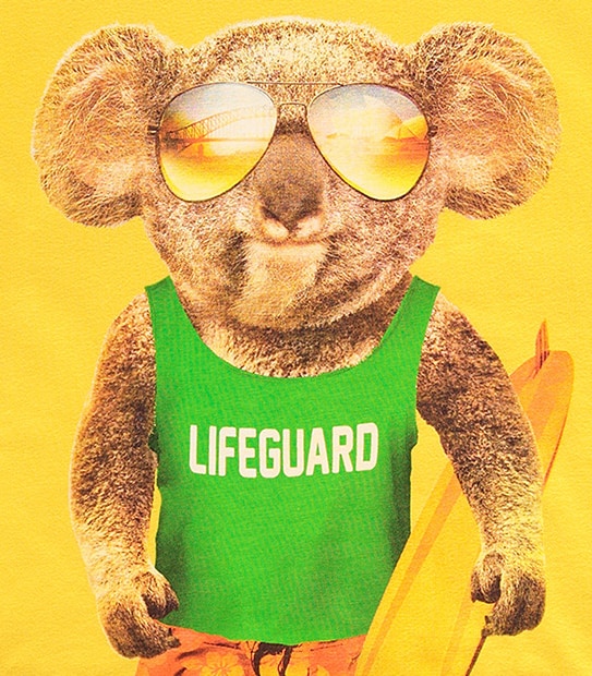 Short Sleeve Koala Lifeguard Print T-Shirt