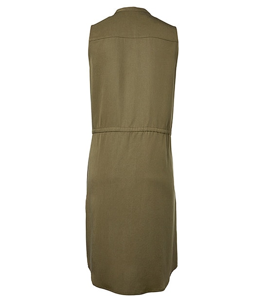 Sleeveless Shirt Dress - Olive