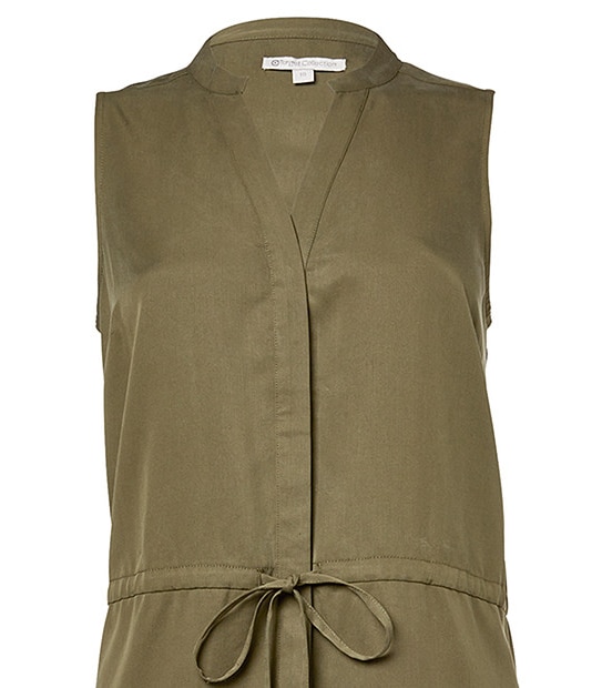 Sleeveless Shirt Dress - Olive