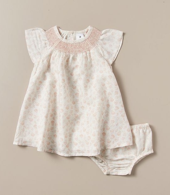 Baby 2 Piece Linen Blend Smock Dress Set